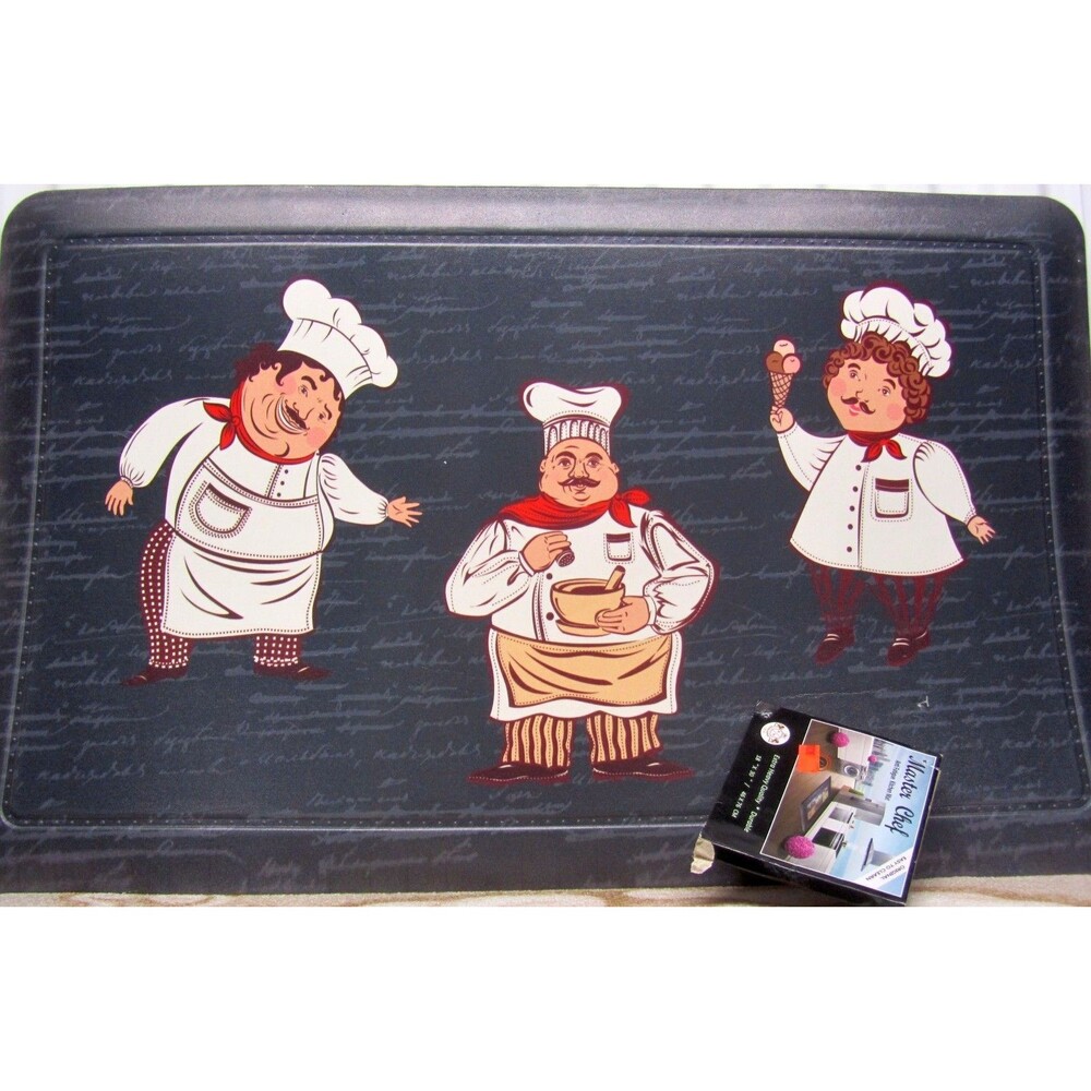 Printed Anti-fatigue Non Slip PVC Floor Mat (18"x30") 3 FAT CHEFS, Master Chef